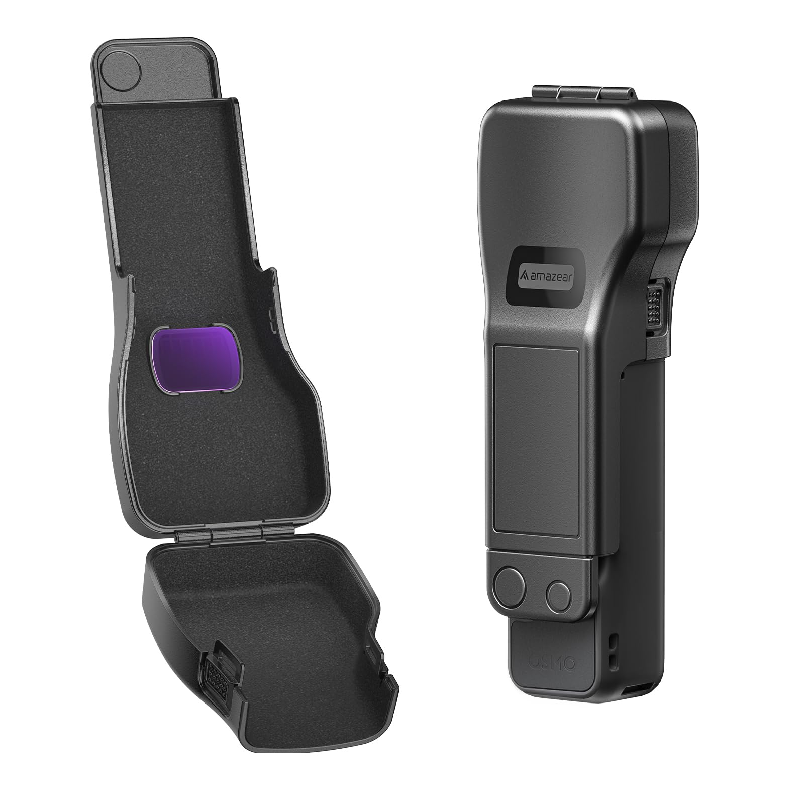 AMAZEAR Custodia protettiva rigida per DJI Osmo Pocket 4, copriobiettivo fotocamera, protezione gimbal e display, rivestimento morbido, design compatto, OSMO Pocket 4 accessori Creator Combo, Nero