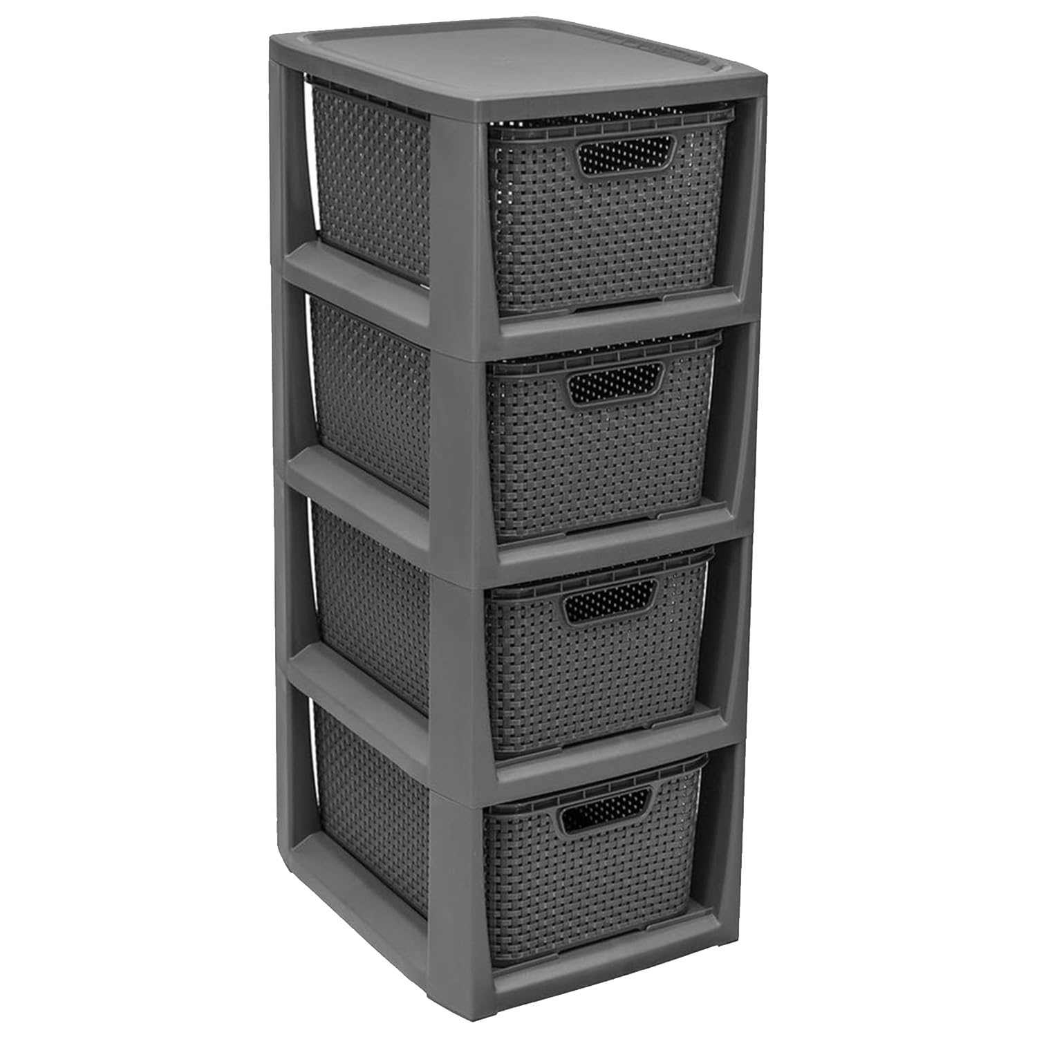 3 Or 4 Drawer Large Spacious Rattan Effect Cream & Grey Storage Tower Unit