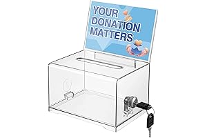Polmart Acrylic Clear Suggestion Box with Lock and Sign Holder