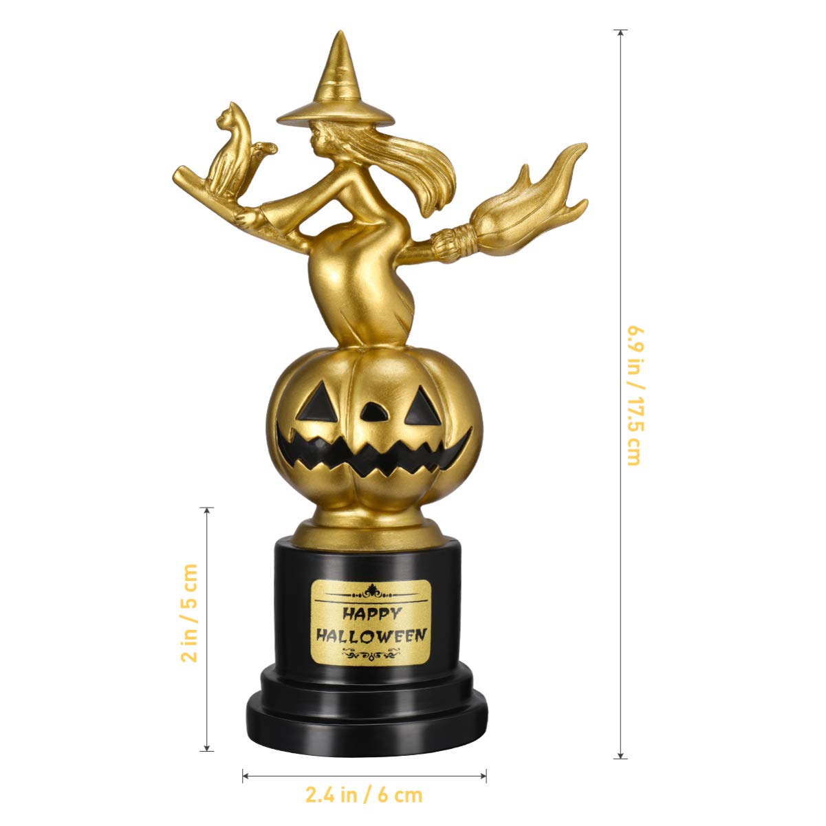 1Pc Halloween Trophy, Pumpkin Trophy Party Awards Pumpkin Witch Trophy Topper Gold Game Awards Costume Contest Event Trophy for School Classroom Rewards