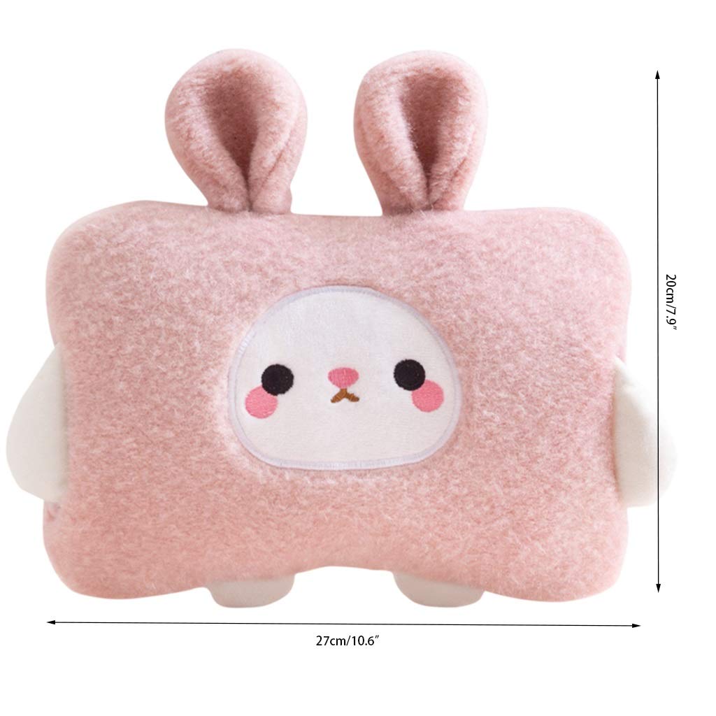 SKUZA Wärmflasche, elektrische wiederaufladbare Wärmflasche mit Fleece-Handwärmer, tragbare Wärmtasche, Geschenke for Mädchen (Color : Pink)
