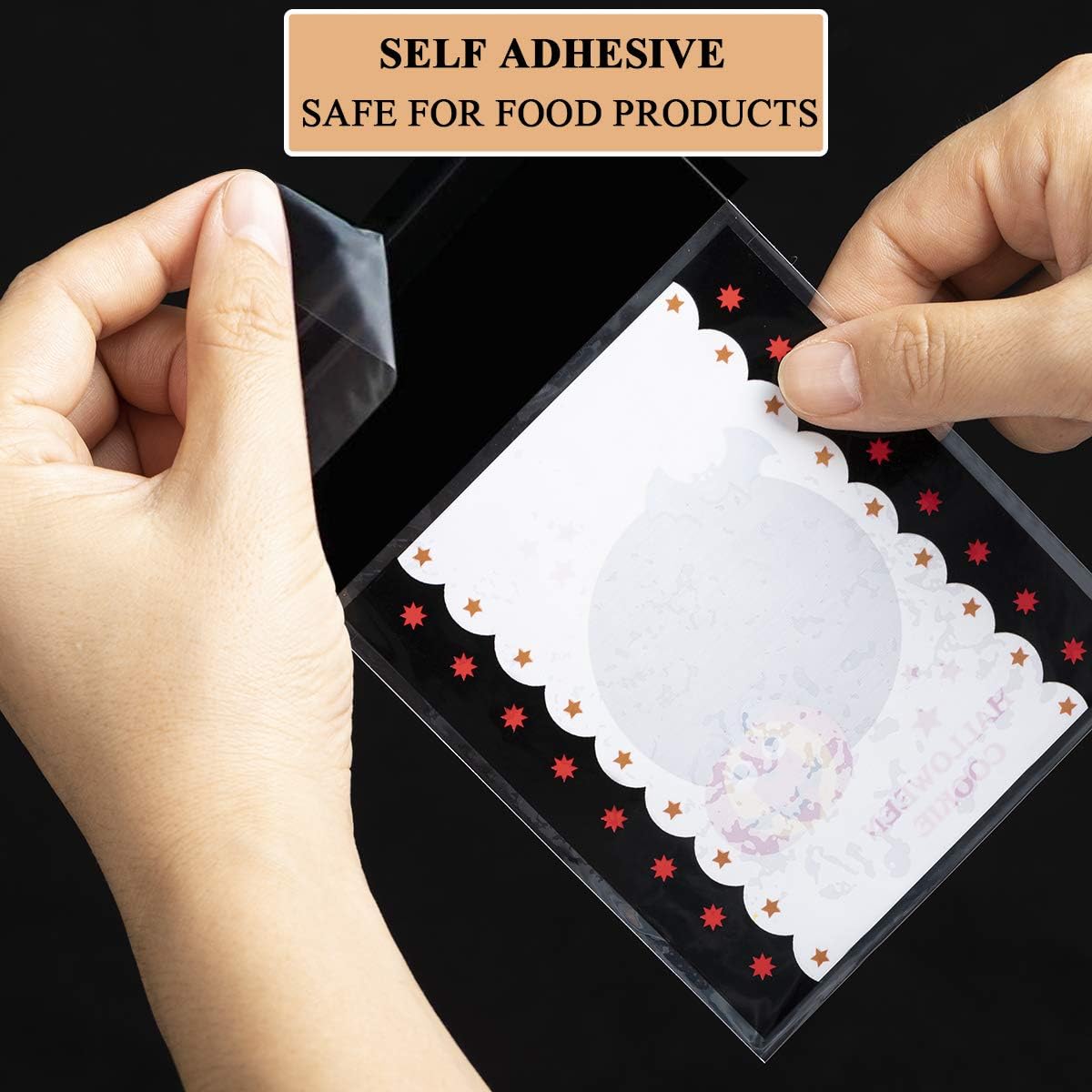 Up To 40% OFF 200 PCS Halloween Candy Bags Self Adhesive Trick or Treat Clear Cookie Bags Cellophane Treat Bags for Party Gift Supplies 5 Styles