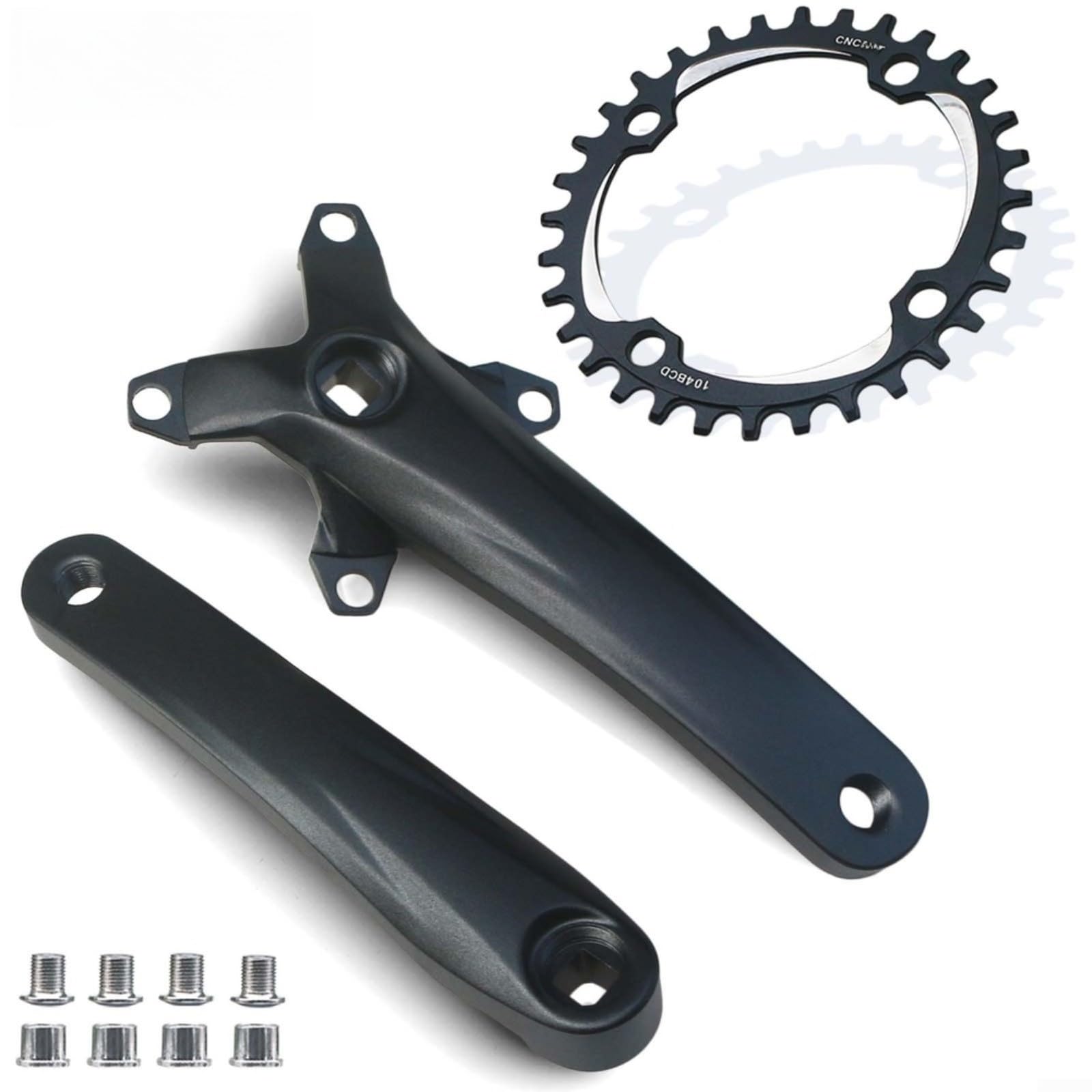 Guarnitura per mountain bike, 170 mm, in lega di alluminio, 104BCD, corona a 4 bulloni, 32-40 denti, nera, per ciclismo fuoristrada (40T)