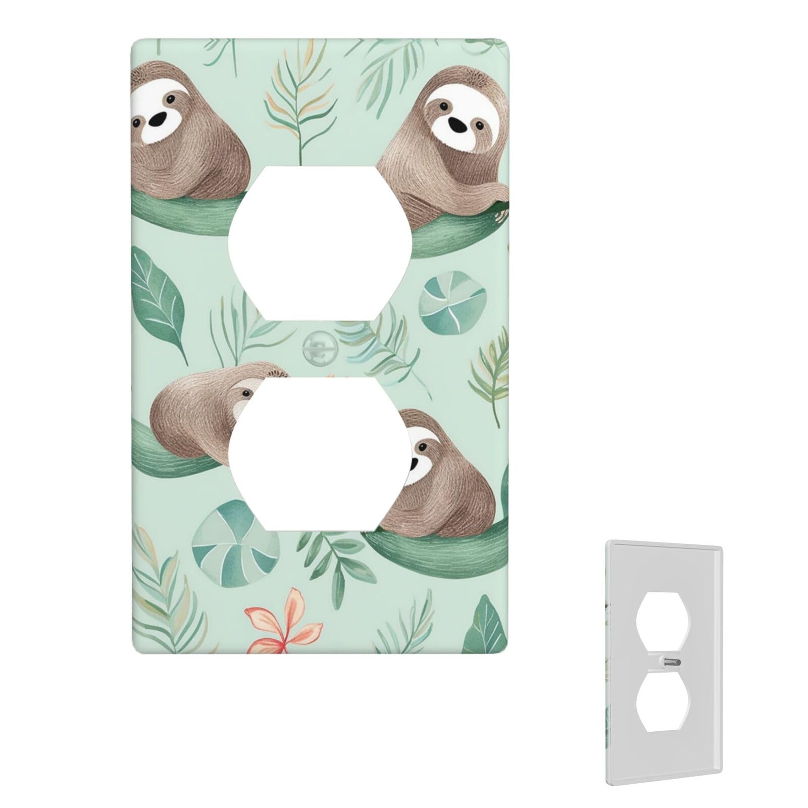1-Gang Decorator Wall Plate Baby Sloth Nursery Pattern Light Switch Cover Single Gang Receptacle Wall Plate Standard Size 4.5" x 2.76" Wallplate Unbreakable Polycarbonate Outlet Faceplates Cover