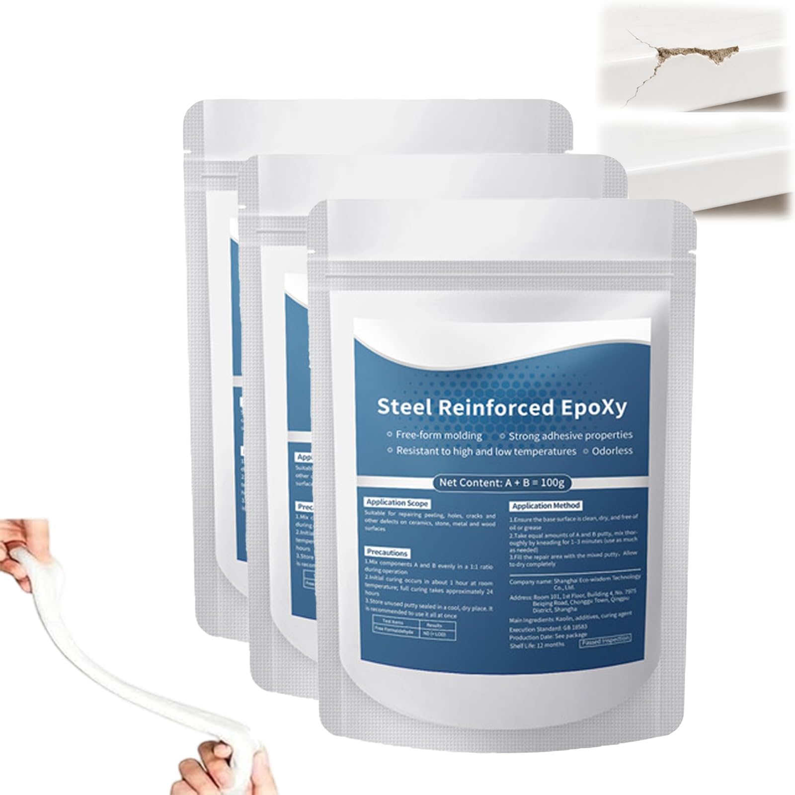 Steel Reinforced Epoxy Repair Putty, 2026 New Waterproof & Heat-Resistant Steel Reinforced AB Two-Part Epoxy Clay, Fast-Setting Filler for Metal, Plastic, Wood, Tile and Ceramic (3)