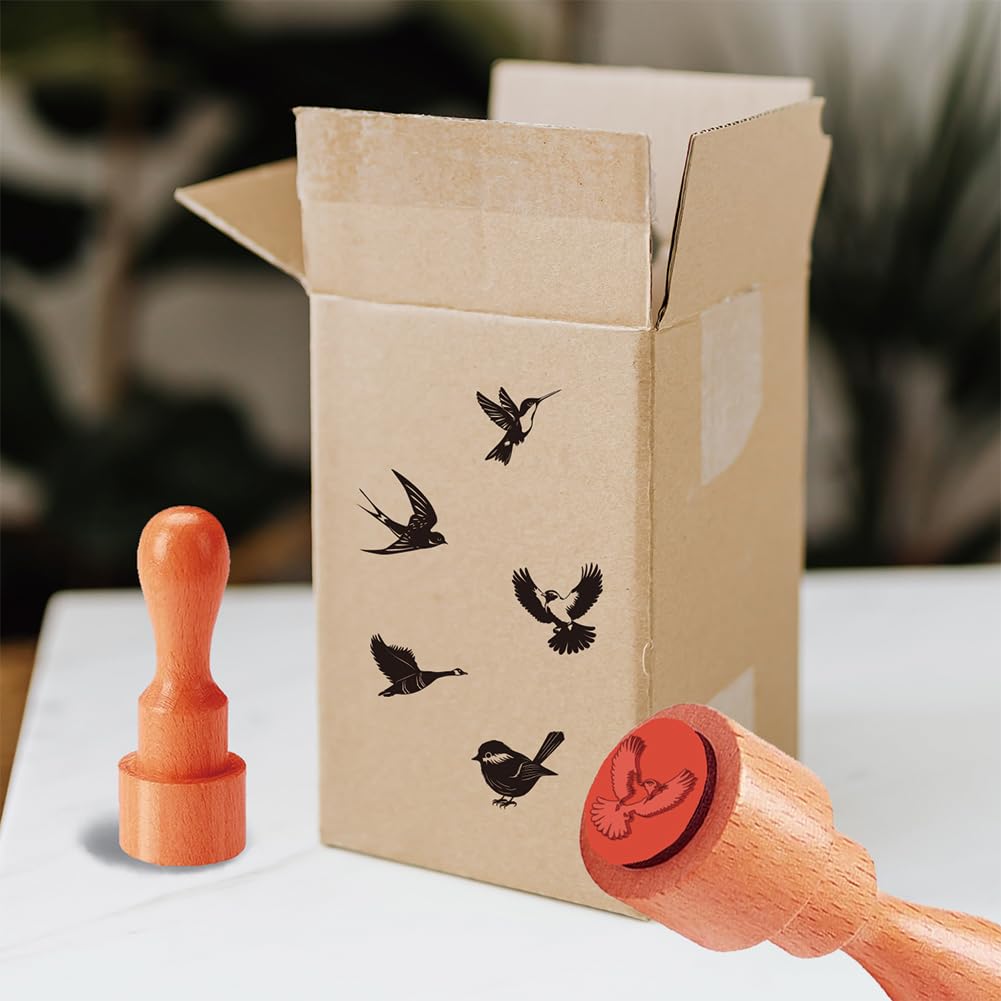 AHANDMAKER 5 Styles Hummingbird Stamps Bird Pattern Mini Stamp, Wooden Rubber Stamp - Image 2