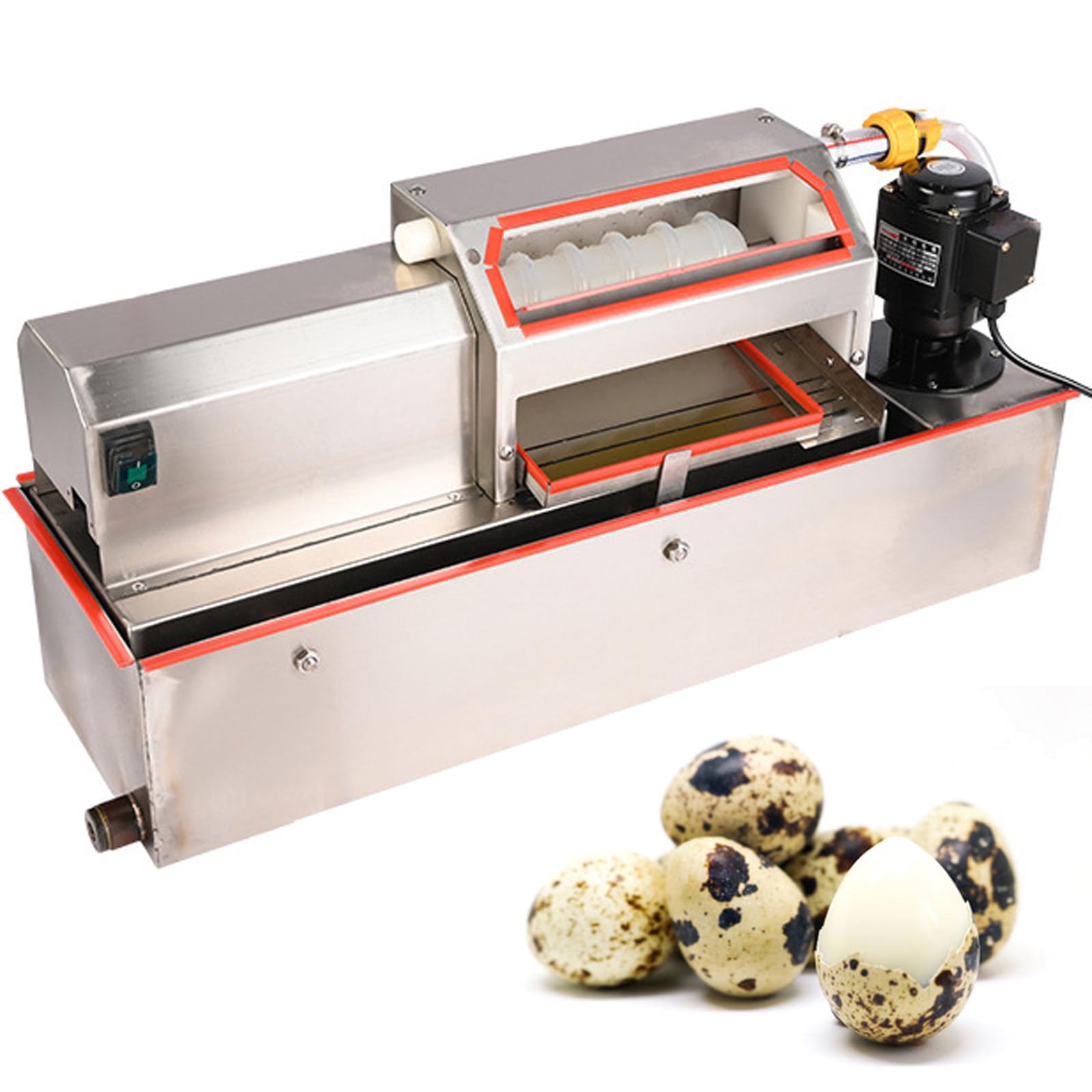 BOOZXCV Electric Quail Egg Peeler Machine, Stainless Steel, Efficient Copper Motor, Quick Peeling at 150RPM for Hard Fresh Eggs