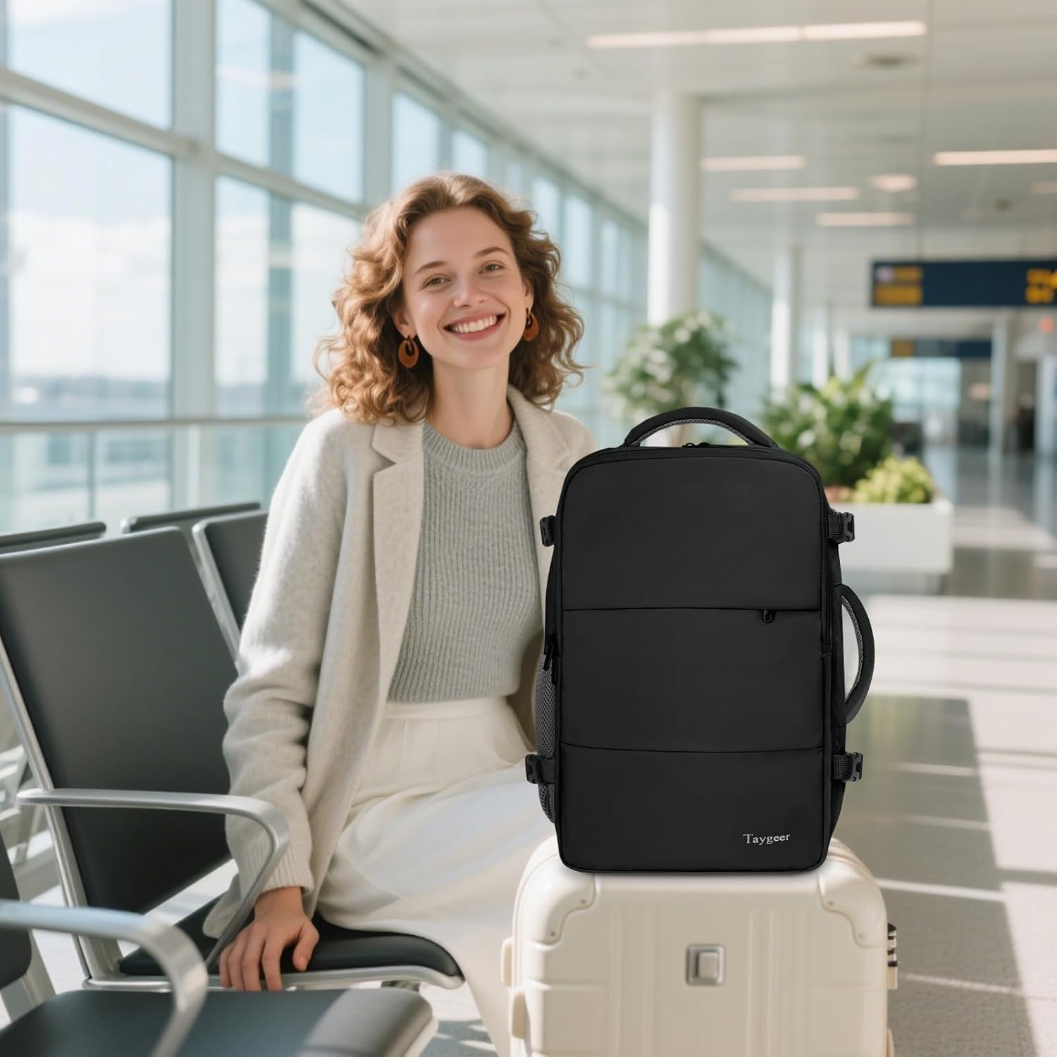 Taygeer Bagage Cabine 40x30x20 Ryanair, Sac a Dos Voyage Cabine Avion 40x30x20 Comme Cadeau Voyage, Imperméable Valise Cabine Bagage à Main, avec Sac à Chaussures, Homme Femme, Campus, Noir