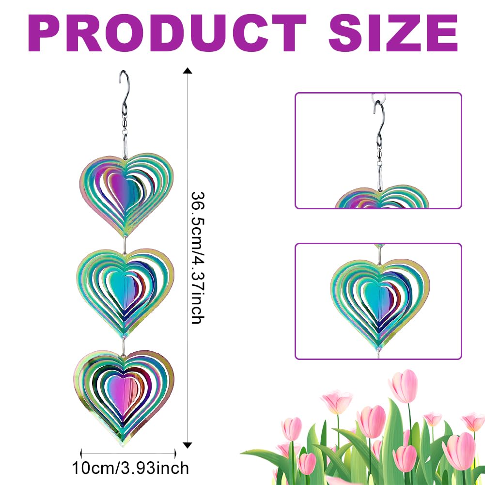 Metal Spiral Heart Wind Spinner Indoor Outdoor, Hanging Stainless Steel Wind Spinner - Image 2
