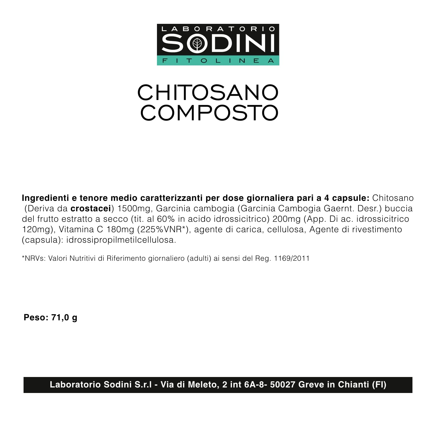Chitosano Composto 120 Capsule - con Garcinia Cambogia e ViT. C - a Base di Estratti Vegetali