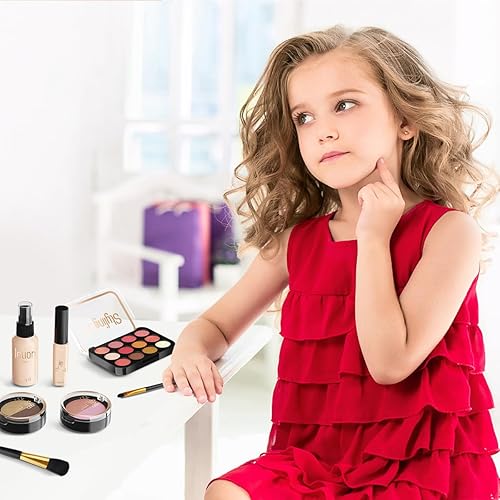 Miniatura 7 de Juego de kits de maquillaje, juguetes de maquillaje de simulación para niñas de más de 3 años (no contiene cosméticos reales) (negro)