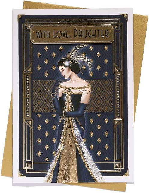 Art Deco Lady - Daughter - Glittered Birthday Card
