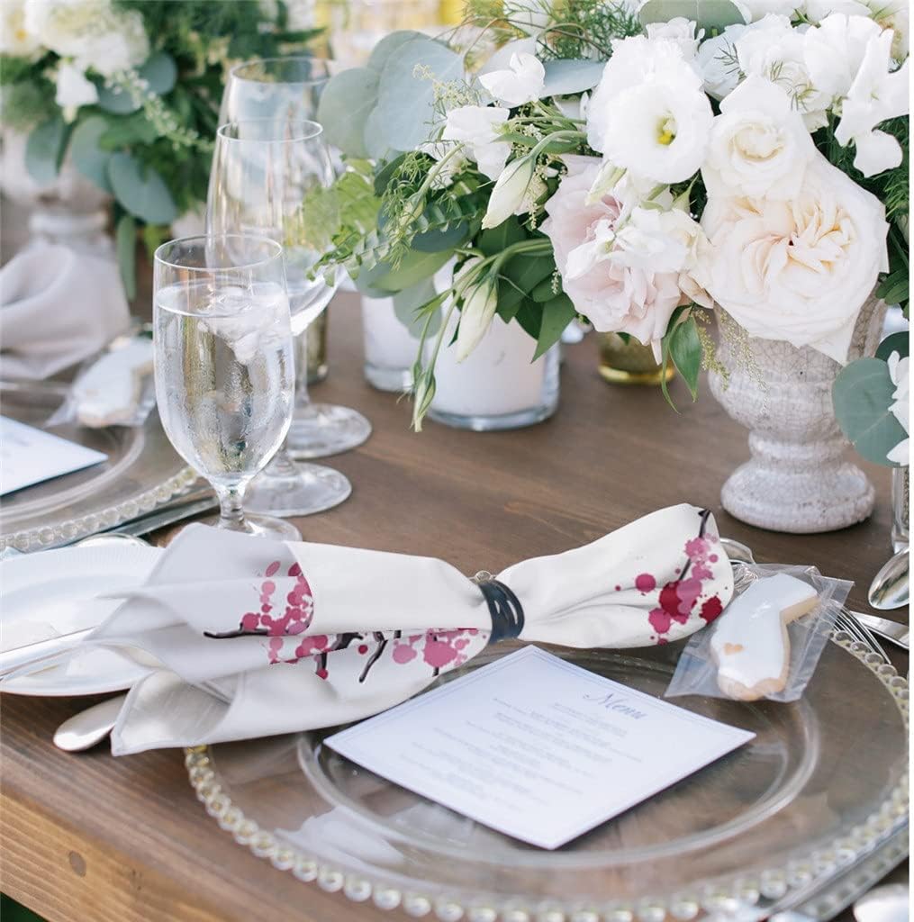 Plant Flower Branch Table Napkins Cloth Set Soft Handkerchief Wedding Decoration Banquet Dinner(8pcs)