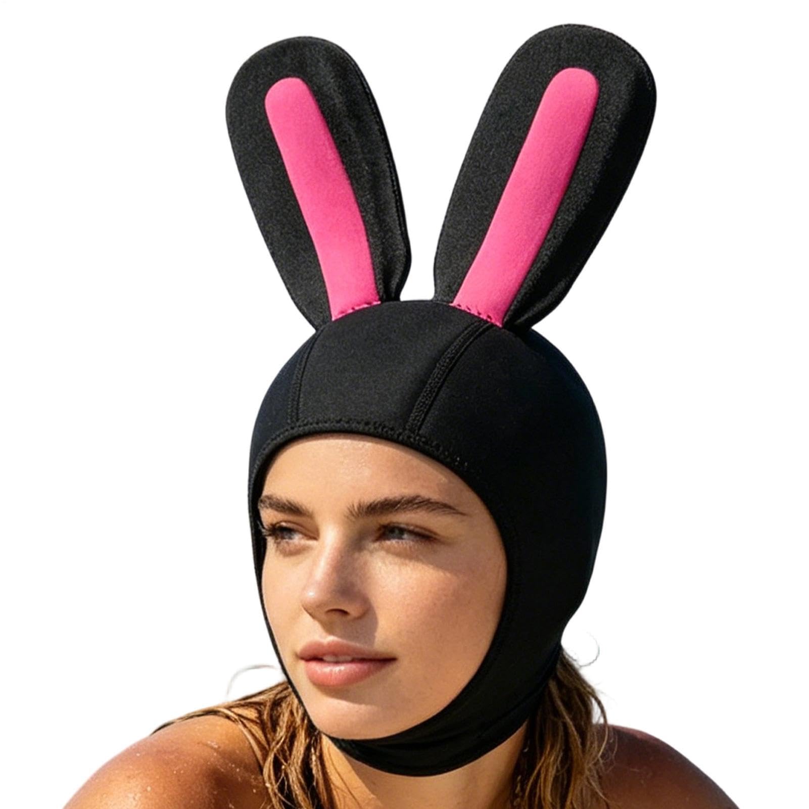 Pasamontañas de neopreno – Gorro de baño con orejas de conejo – Pasamontañas para aguas frías – Adecuado para deportes acuáticos y acuáticos: piragüismo, surf, vela, natación, snorkel y así como