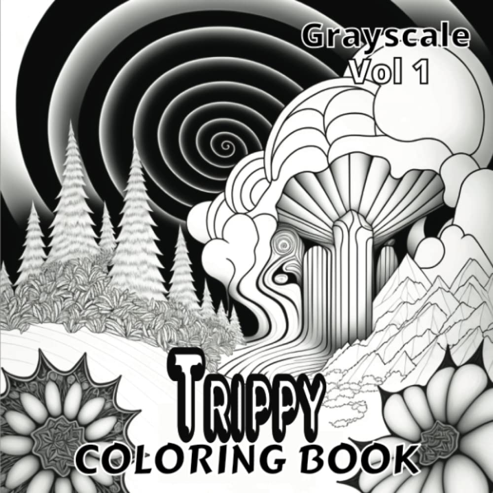 Buy Trippy Coloring Book: Volume 1 - 50 Unique Grayscale Trippy Art ...