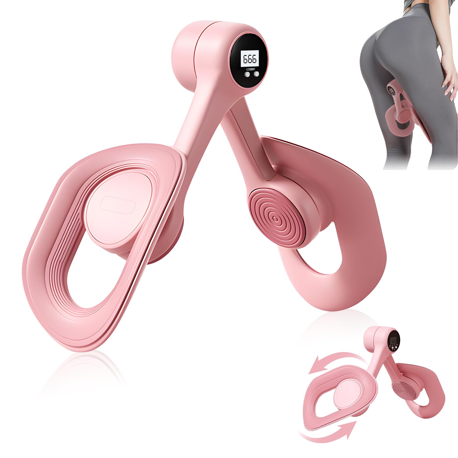 Kegel Pelvic Floor Exercise Devices for Women, Thigh Master with Counter, 360° Rotation Pelvic Floor Muscle Thigh Trainer, Inner Thigh Exercise Workout Equipment for Home, Leg Strengthener Exerciser