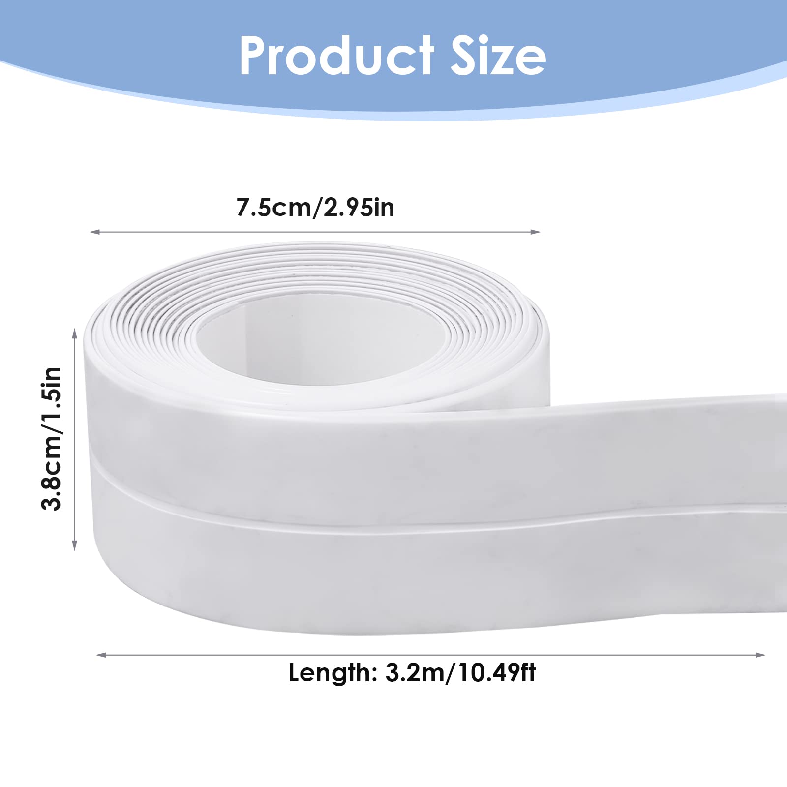 Striscia Sigillante PVC Autoadesiva 320x3,8 Cm - Impermeabile E Antimuffa Per Bagno E Cucina - Foto 7