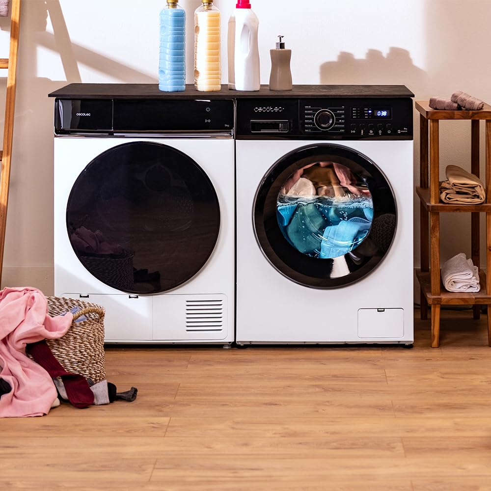 Cecotec Lavatrice 9K Carico Frontale Bolero DressCode 9155 Inverter. Classe A, 1400RPM, 12 Programmi, Inverter Plus, Basso Consumo, Steam Max, Drum Clean, Delay Start, PreWash, Pannello Controllo LED