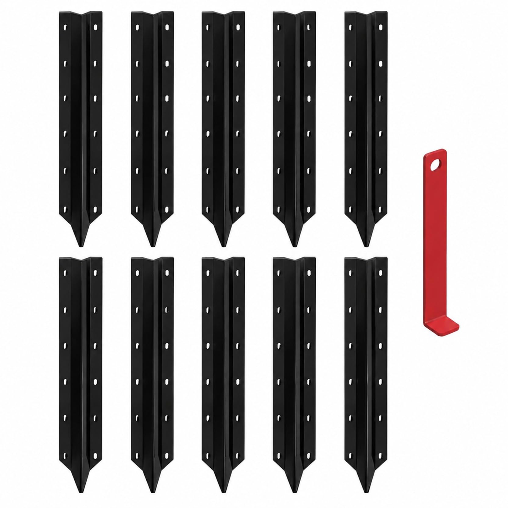 GOUZIBHD Fence Post Repair Kit Heavy Duty Fence Fence Post Anchors Ground Spike for Leaning Broken Wood Posts,Thickened Steel Repair Stakes with Install Accessories