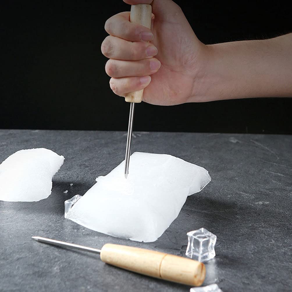 DOITOOL 2PCS Ice Picks For Breaking Ice In Kitchen, Ice Picks Stainless Steel With Safety Wooden Handle And Cover For Kitchen, Bars, Bartender, Picnics, Camping, And Restaurant