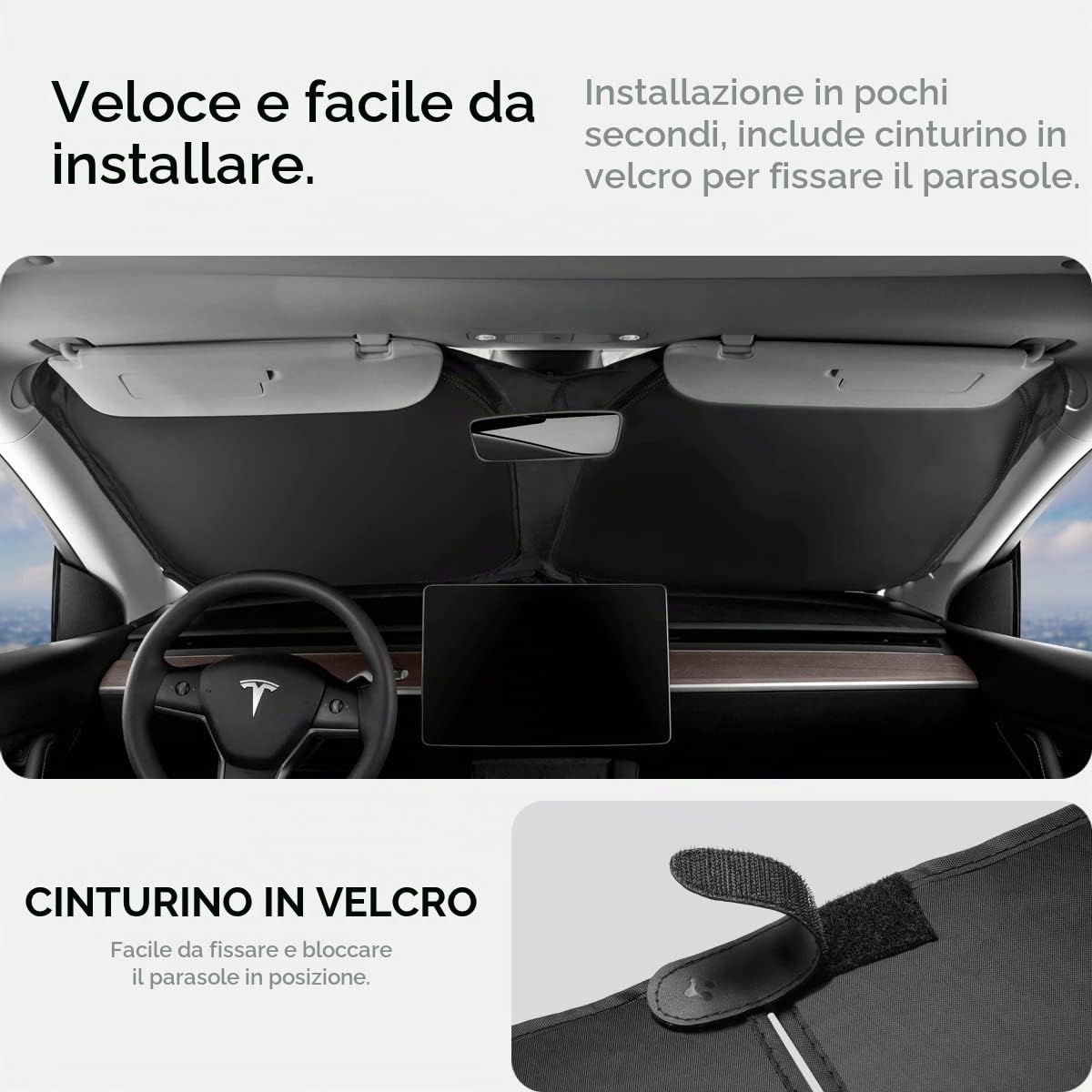 Spigen Tesla Model 3 (~2026 Highland) Model Y (~2026 Juniper) CryoShade Parasole per Parabrezza Anteriore Pieghevole, Protezione Solare Contro i Raggi UV, Accessori per Tesla