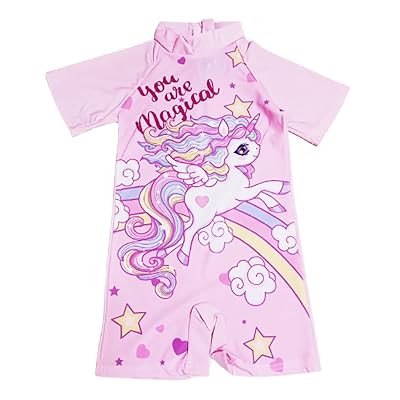 FancyDressWale Swimming Suit for Girls and Boys, Half Sleeves Swim wear Multicolor