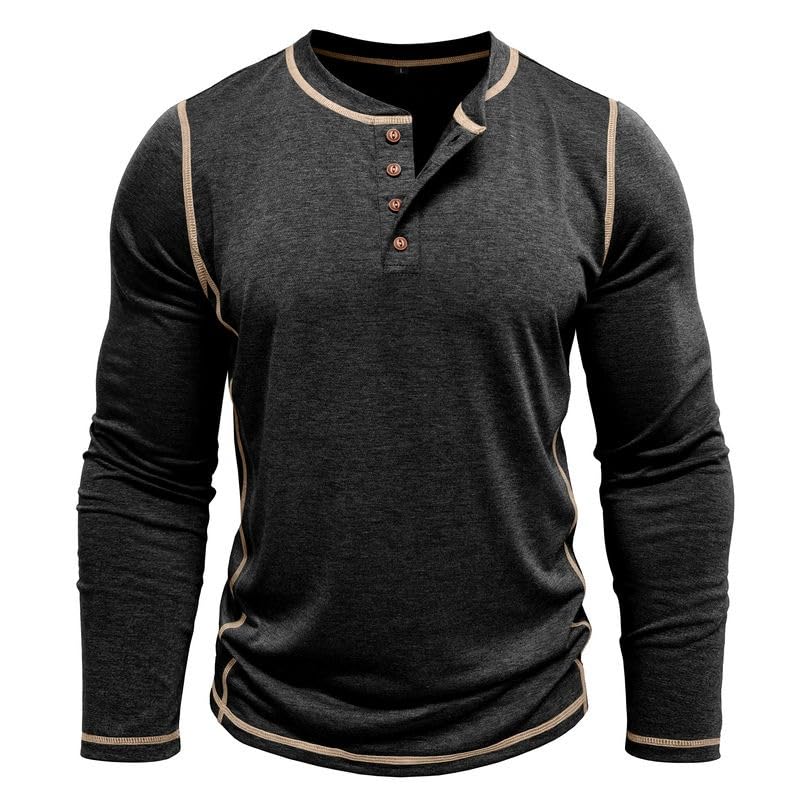 Mens Shirts Henley Long Sleeve Casual Basic Button Cotton T-Shirts Lightweight Fashion Pullover Shirts2