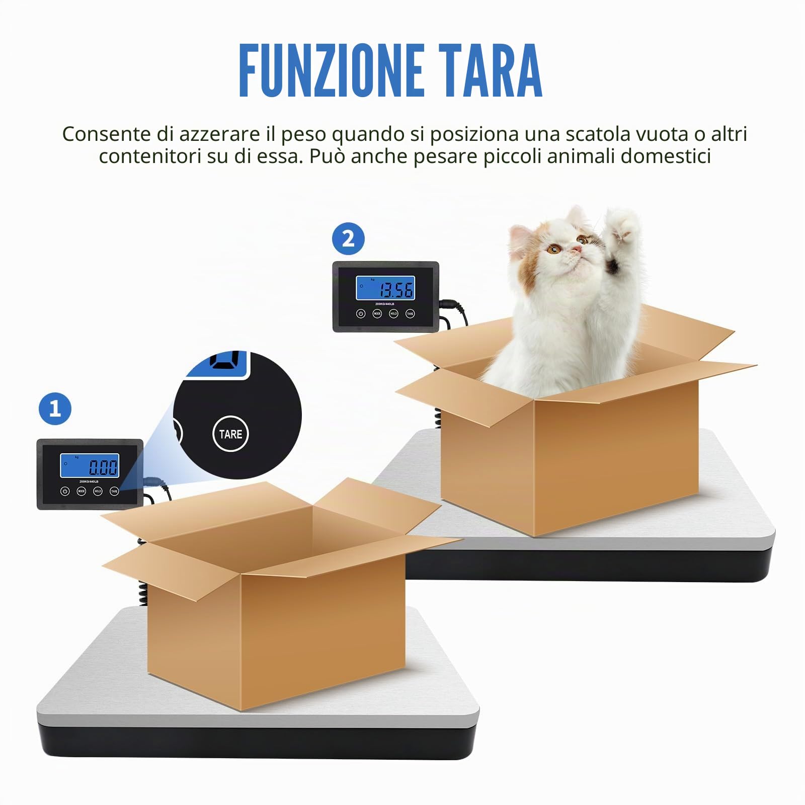 UNIWEIGH Bilancia Professionale 200kg/10g Alta Precisione,Heavy Duty Scala Postale in Acciaio inox con Hold/Tara,Digitale Grande Scala Pacco per Pacchi/Bagagli/Ufficio Postale/Animale Domestico