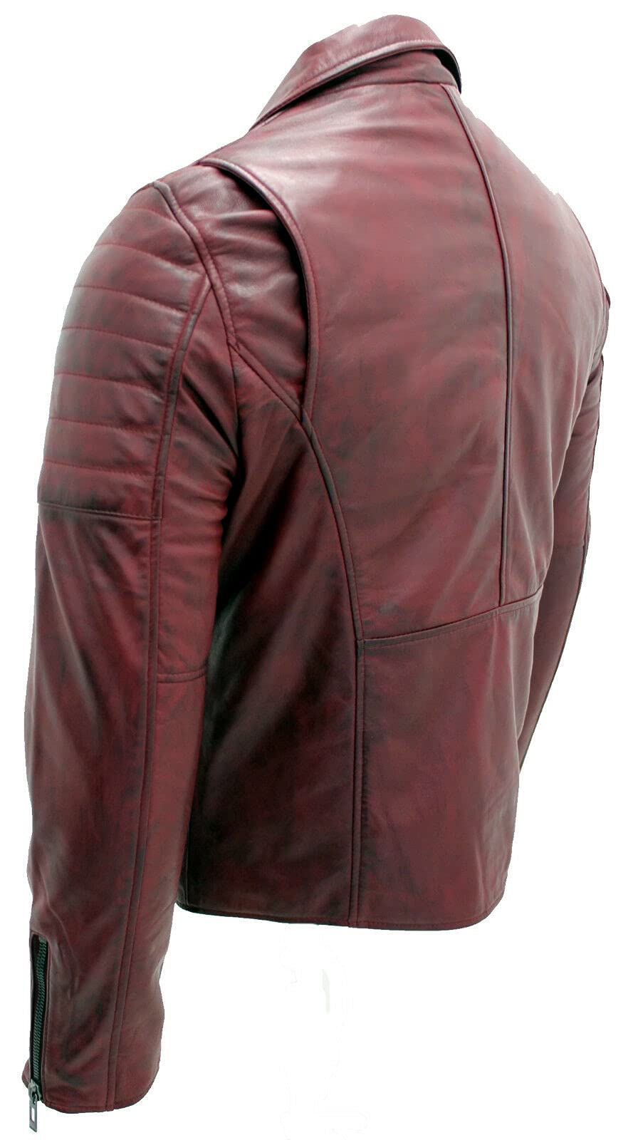 Infinity Leather Giacca da Uomo in 100% Pelle con Doppia Zip Incrociata Stile Motociclista Brando Slim Fit