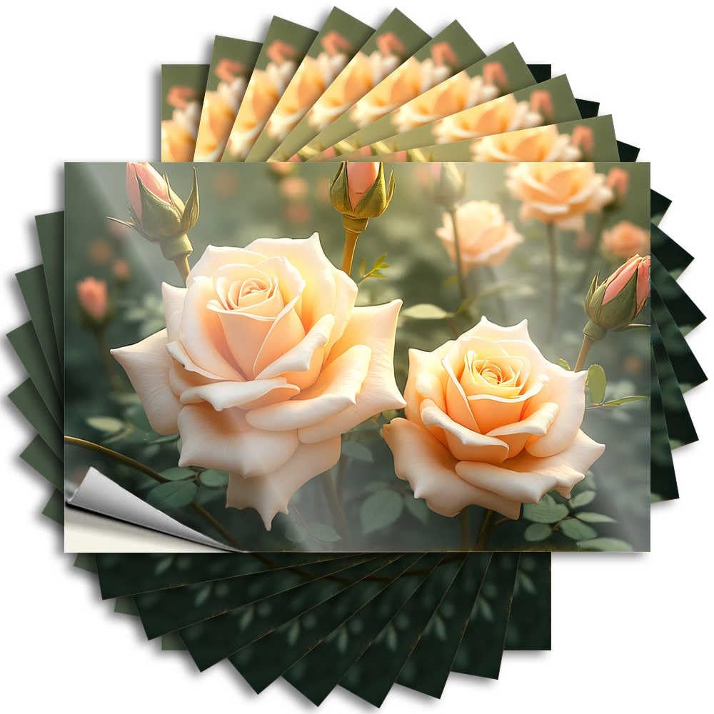 Lake House Decorations Bumper Durable Wall | Soft Peach Roses in Bloom Affirmation Self Adhesive Sticker for Motorcross DIY(8X12CM)