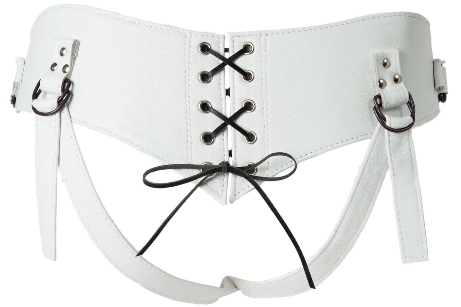 Sh! Corset Strap-On Harness Sexy & Secure Laced-Back Leather Dildo