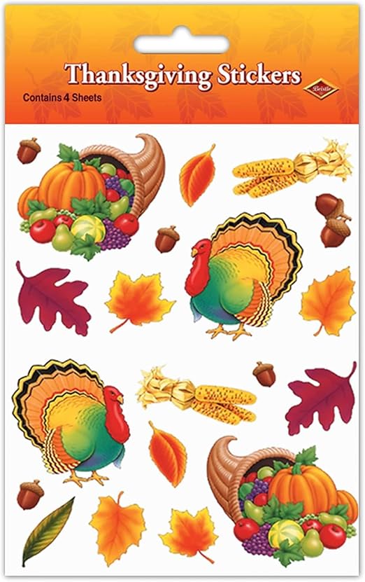 Beistle Thanksgiving Stickers 4 Sheets Per Pkg