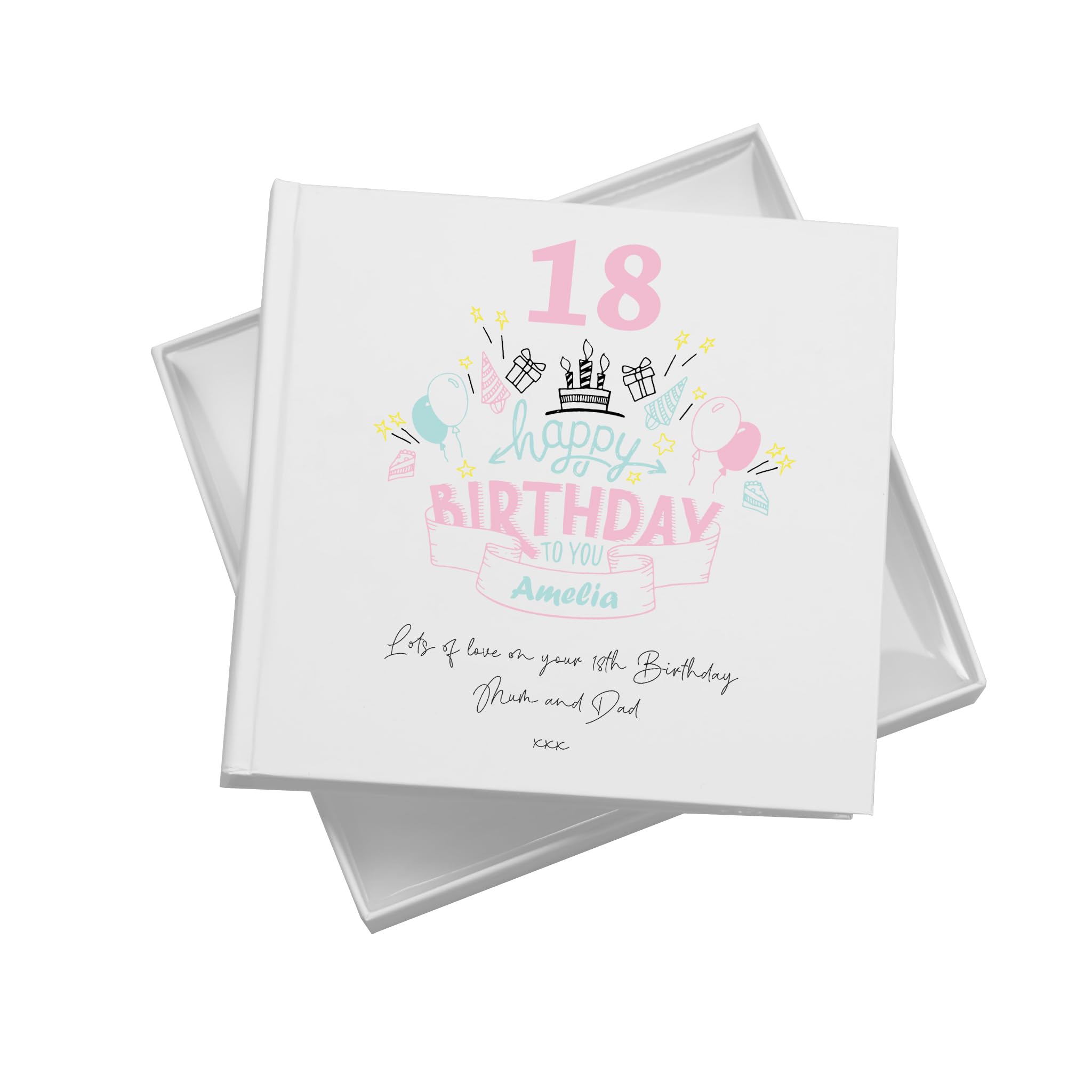 Ukgiftstoreonline White Personalised Any Age Happy Birthday Photo Album Gift For Her 18Th, 21St, 30Th, 40Th, 50Th, 60Th
