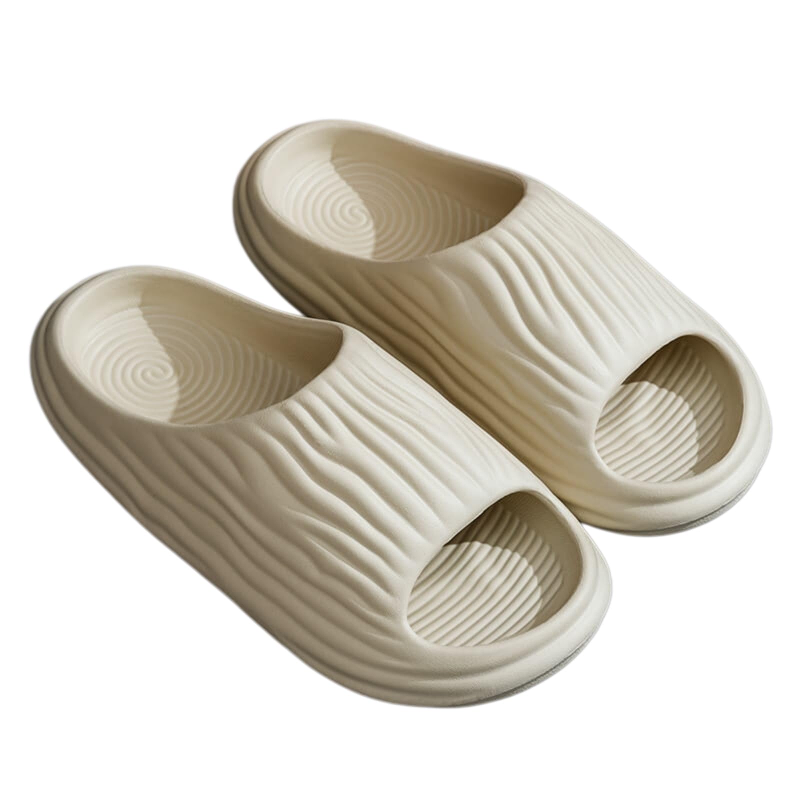 Gyios Women'S Slide Sandals Unisex Fresh Textured Cloud Slides - Thick Cushion Contoured Eva Open Toe Slippers For Shower, Home & Casual Daily Wear-beige-42-43