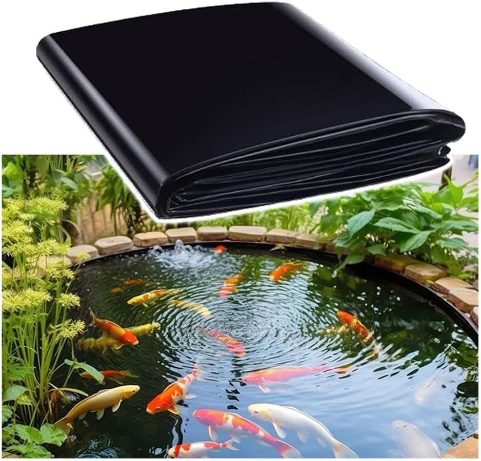 1-9 M Long 12 Mil HDPE Koi Fish Pond Liner for Water Garden Waterfall Fountain Outdoor Ponds Streams, Puncture Resistant(1x2m)