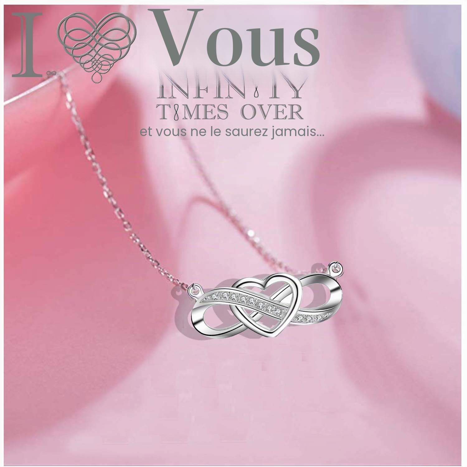 Parure de bijoux en argent 925 pour femme, collier, bracelet, boucles d'oreilles, motif infini, cadeau pour elle
