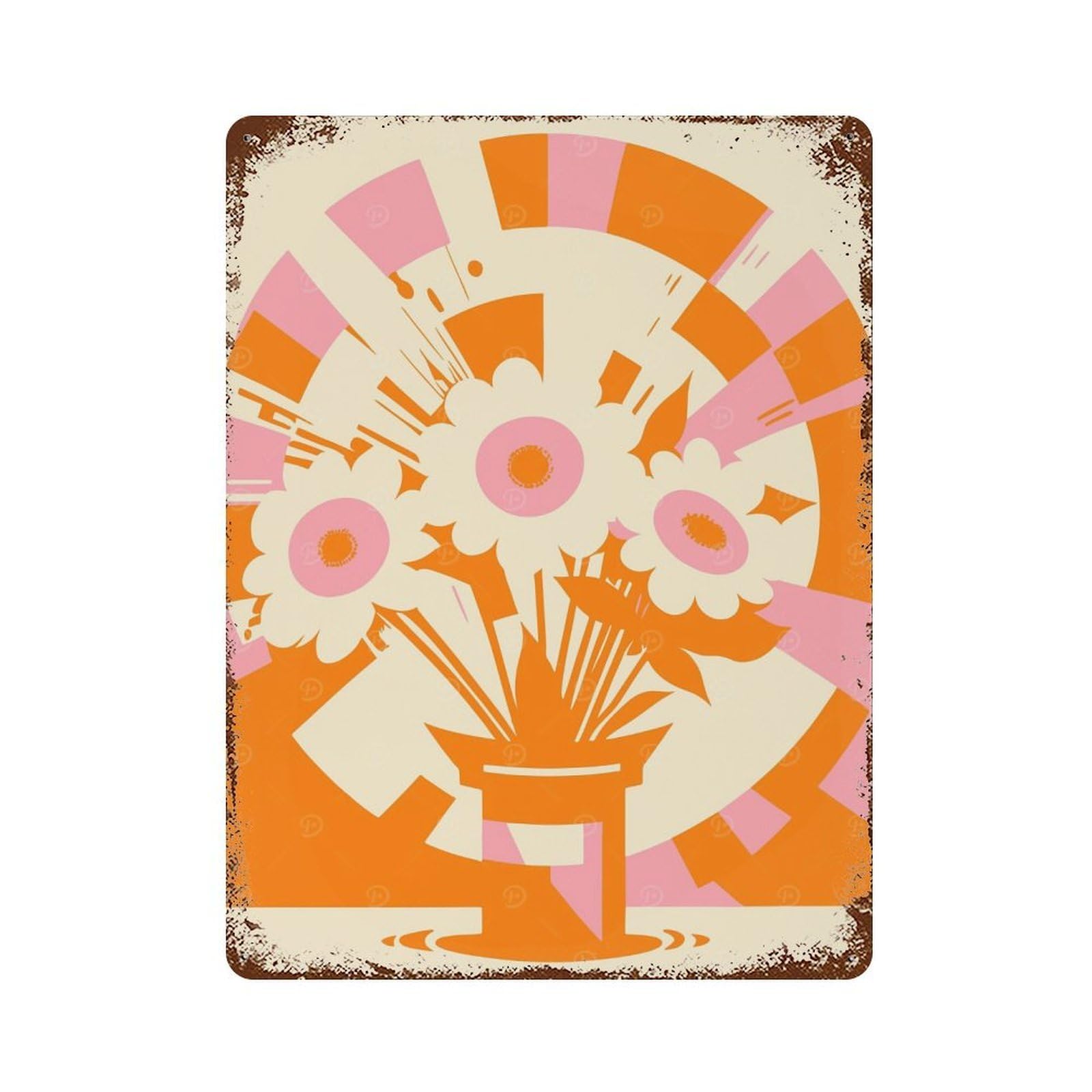 Emma Bouquet of Flowers Rust Effect Tin Sign 15.7"x11.8", Rustic Home Decor for Garage, Pub Or Kitchen