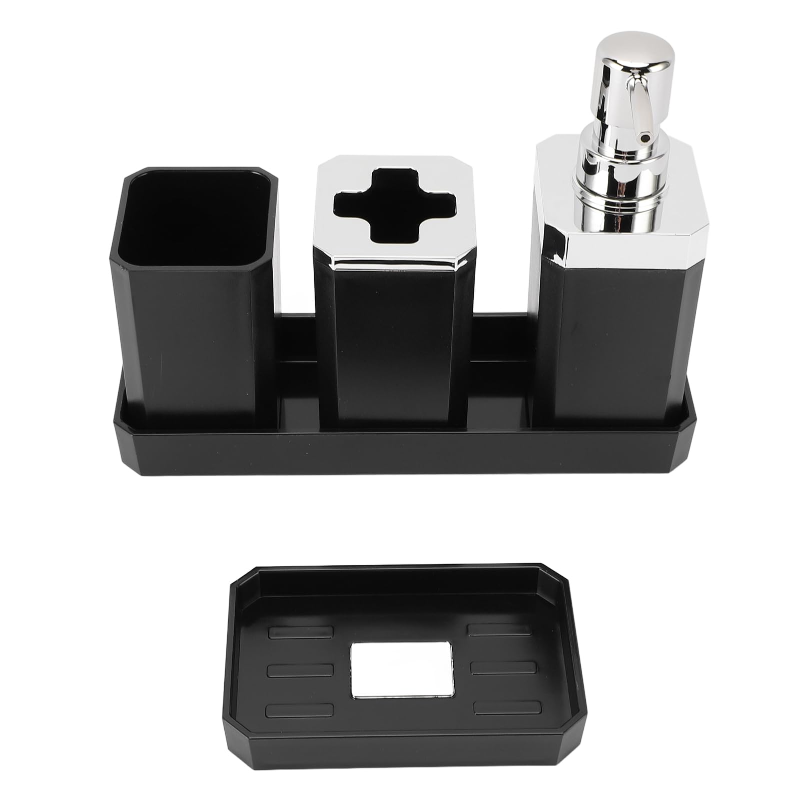 Set de accesorios de baño elegant de 5 piezas con bandeja en color negro