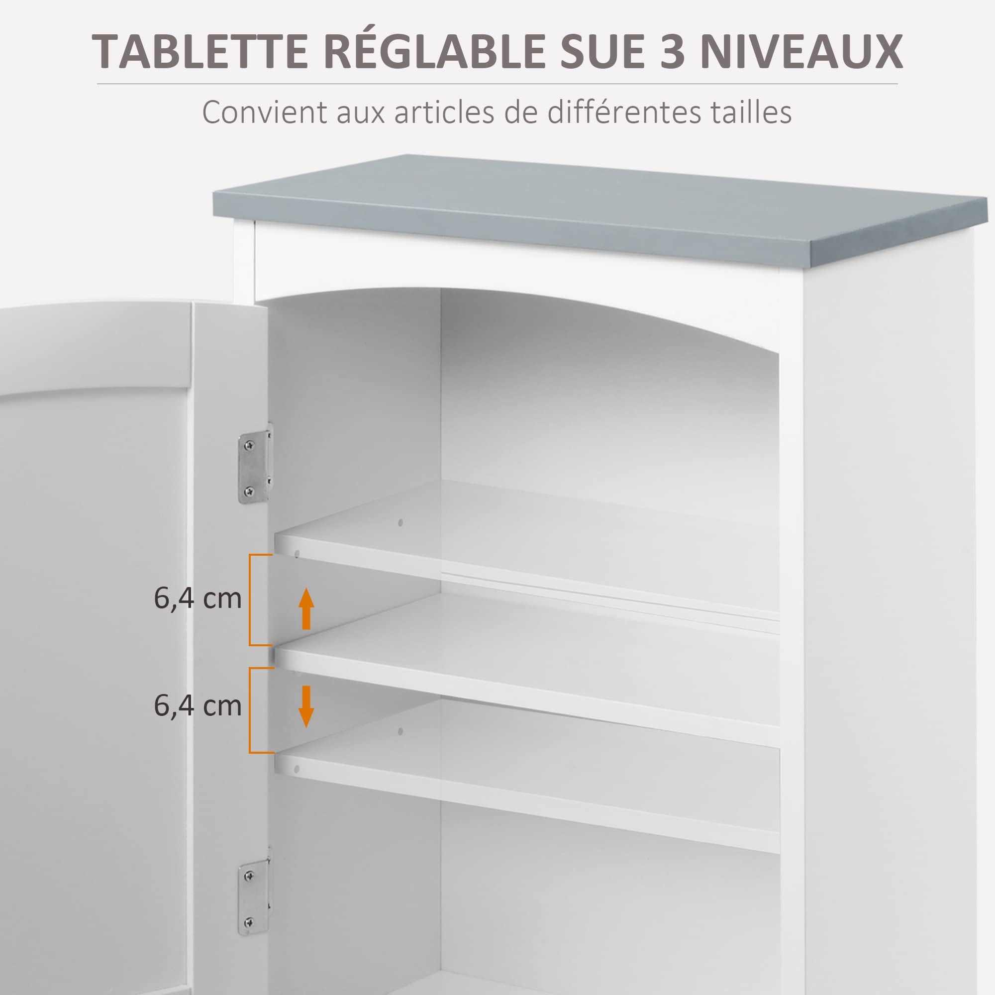 kleankin Meuble WC Suspendu Armoire à Pharmacie Murale Armoire Salle de Bain Rangement avec Porte et étagère réglable - 41 x 18,5 x 52 cm - MDF - Blanc