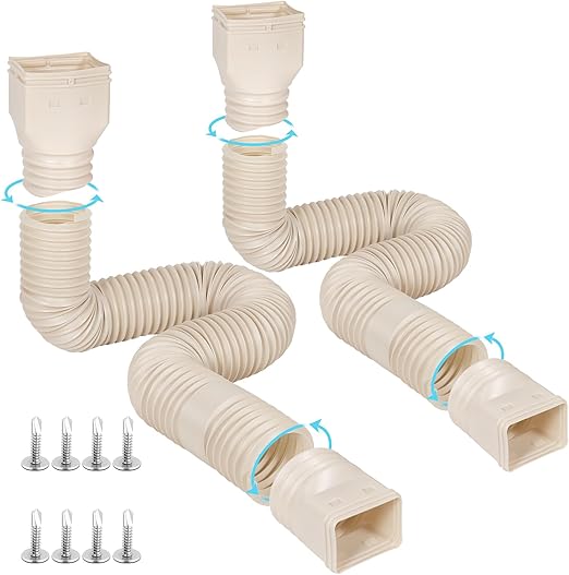 Rain Gutter Downspout Extensions Flexible, Drain Downspout Extender,Down Spout Drain Extender, Gutter Connector Rainwater Drainage,Extendable from 21 to 68 Inches(2Pack, Limestone)