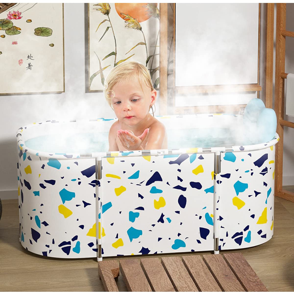 FAXIOAWA Bañera Plegable portátil para 2 Personas, bañera de inmersión Familiar Grande para SPA, bañera de Temperatura fría y Caliente de Mantenimiento eficiente 120X60X55CM