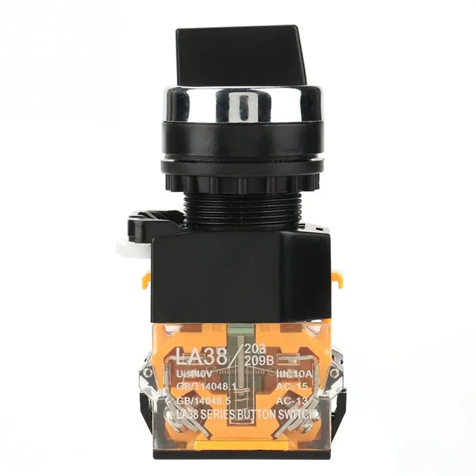 Interruptor momentáneo de 2 posiciones de 22 mm, interruptor selector de reinicio automático LA38-11BX22
