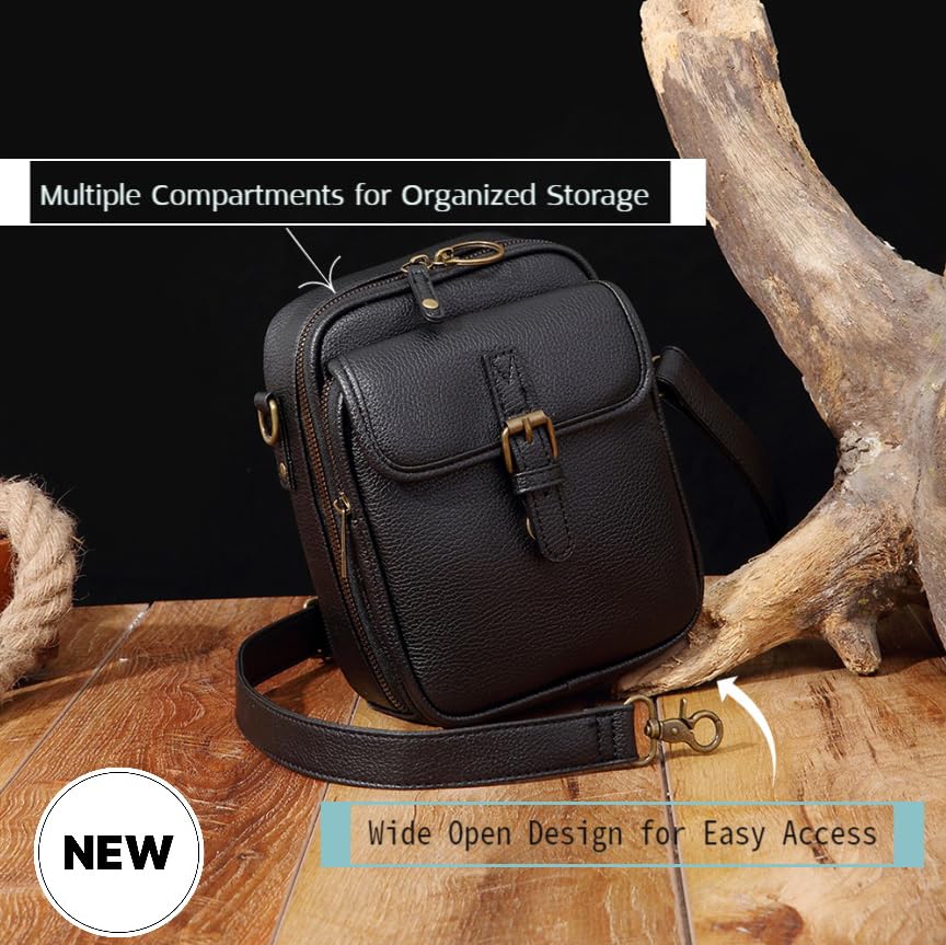 Messenger Bag for Women Vegan Leather Urvashi Crossbody Bag with Built in Wallet,Vintage Anti-Theft Purse with Card Slots20254