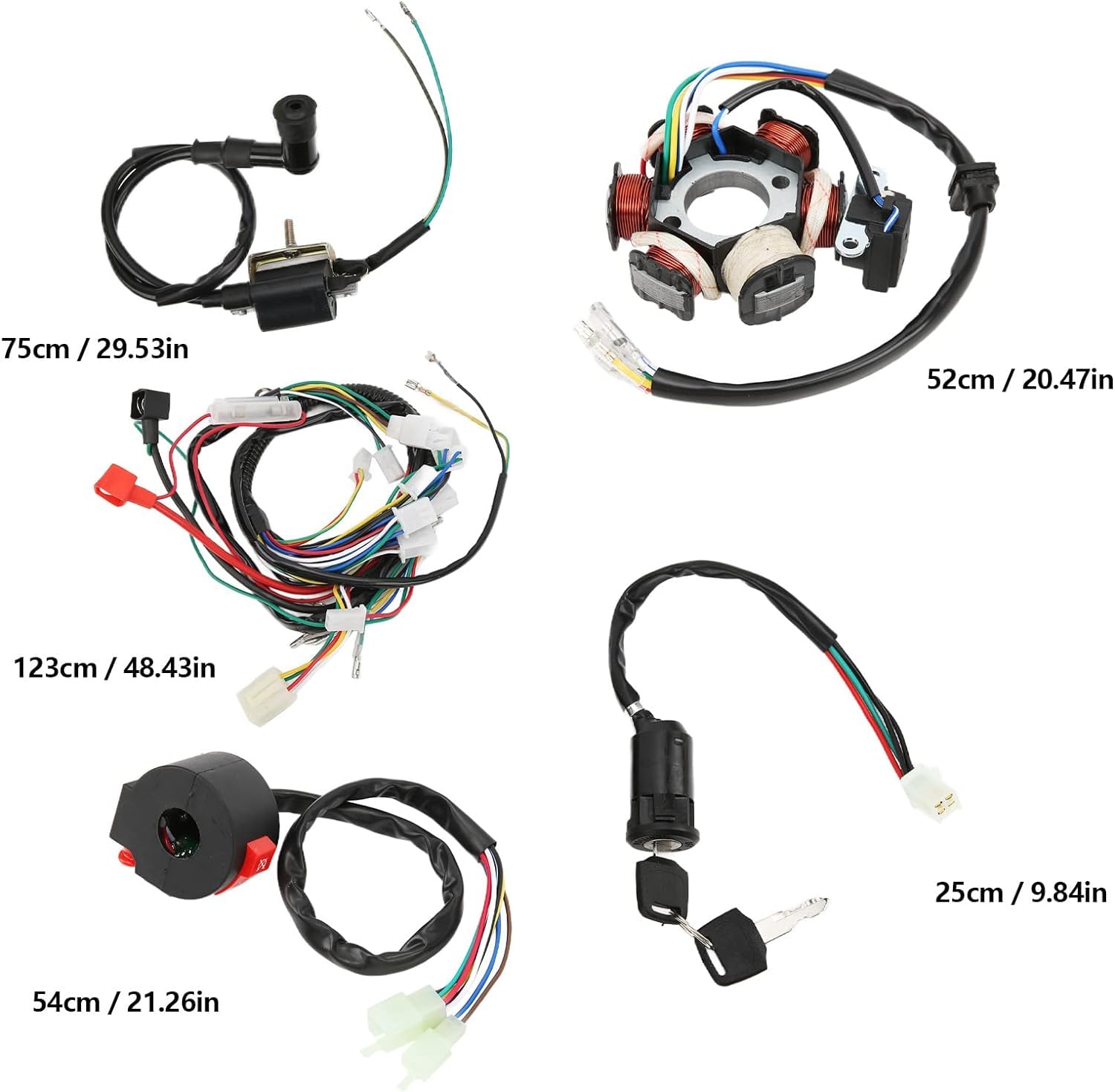Riloer Faisceau de câblage CDI Kit d'allumage pour quad de démarrage électrique chinois 50 cc, 70 cc, 90 cc, 110 cc, 125 cc