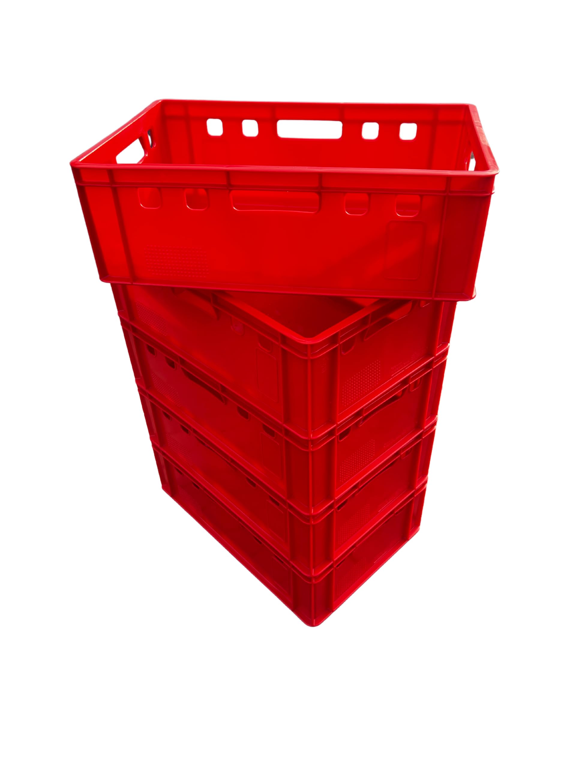 Fleischkiste E2 60x40x20 cm Eurobox 5er Set Rot lebensmittelecht robust | BURI, stapelbar, Kunststoff, Made in Germany, Lagerbox, Transportbehälter, belastbar, Normmaß, langlebig, vielseitig