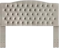 Vista 19 de 24KF Cabecera tapizada con terciopelo con diseño de botones capitoné, tamaño King/California King, cómoda, a la moda, acolchada, color gris