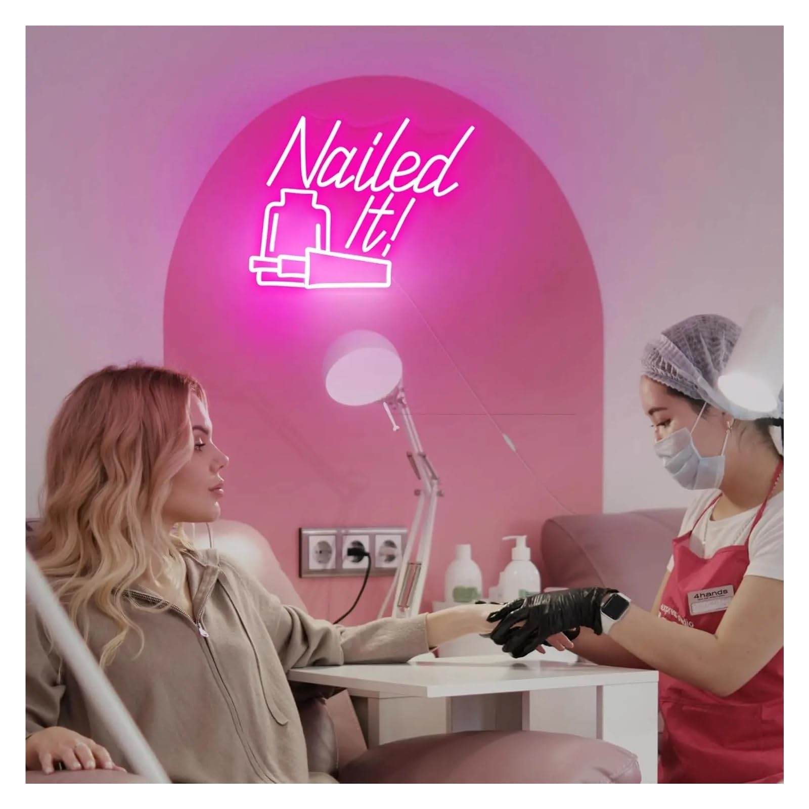 Wiszące neony artystyczne "Nailed It!"Neon LED Light USB Do Salonu Piękności Salon Paznokci Bar Party Gaming Room Dekoracje Sypialni 35X31.1cm