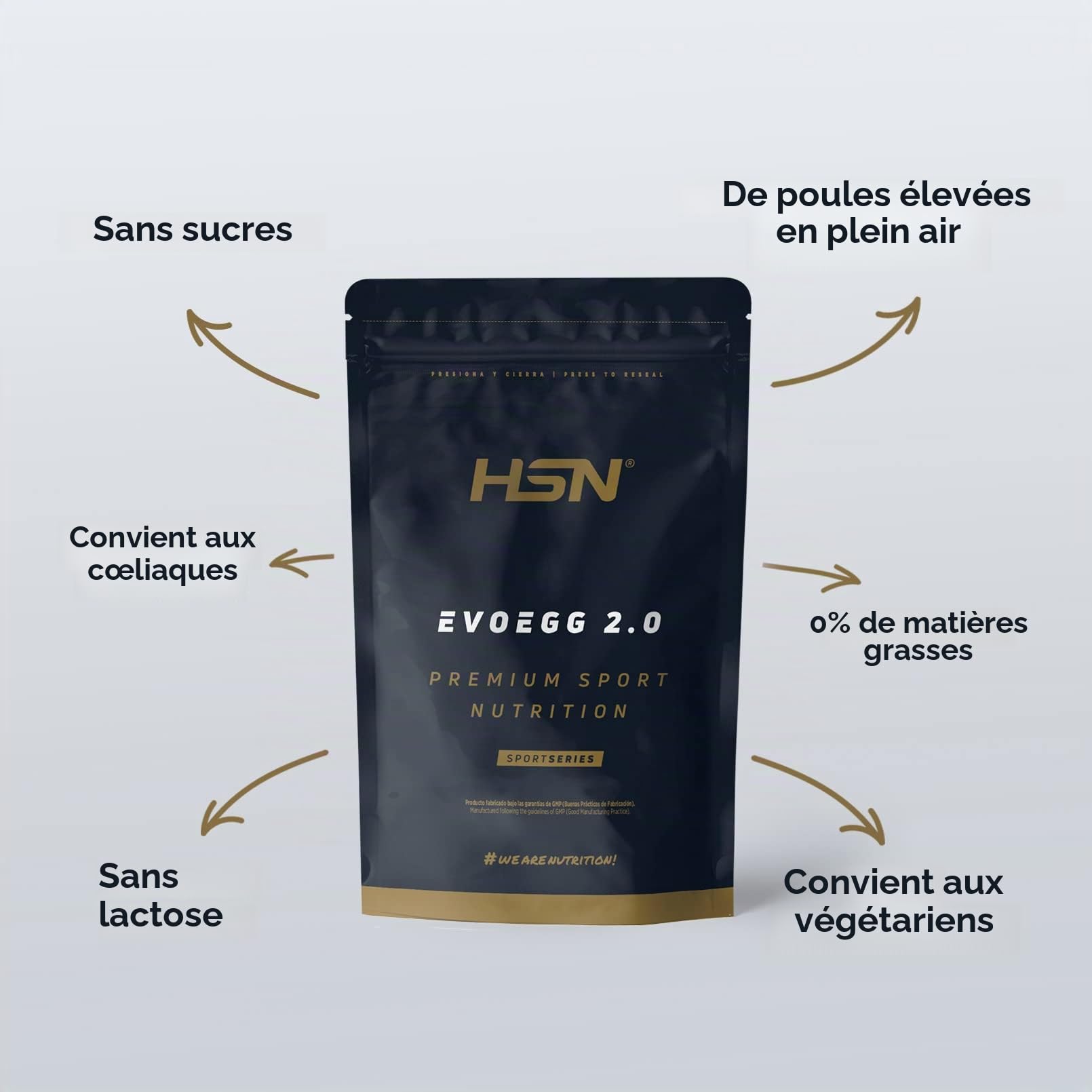 Protéine d’Oeuf de HSN Evoegg 2.0 | 100% Albumine d’Oeuf en Poudre | Idéal pour les Personnes Intolérantes au lactose et Ovo-lactovégétariens | Non-OGM, Sans Gluten | Chocolat Blanc - Citron | 500gr