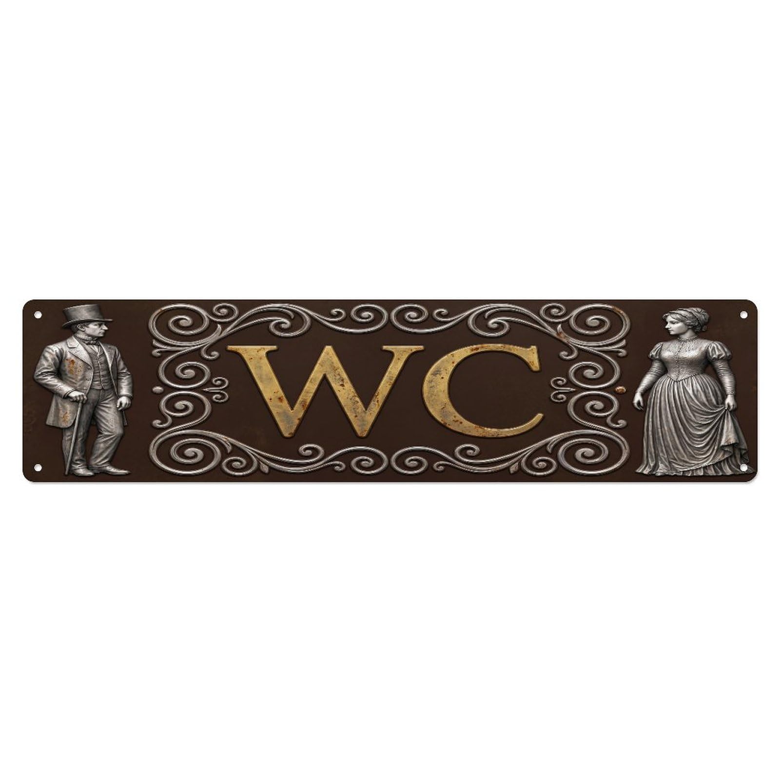 Tgrcjimh Style Metal Tin Sign Vintage Victorian Decor Wc Toilet Couple