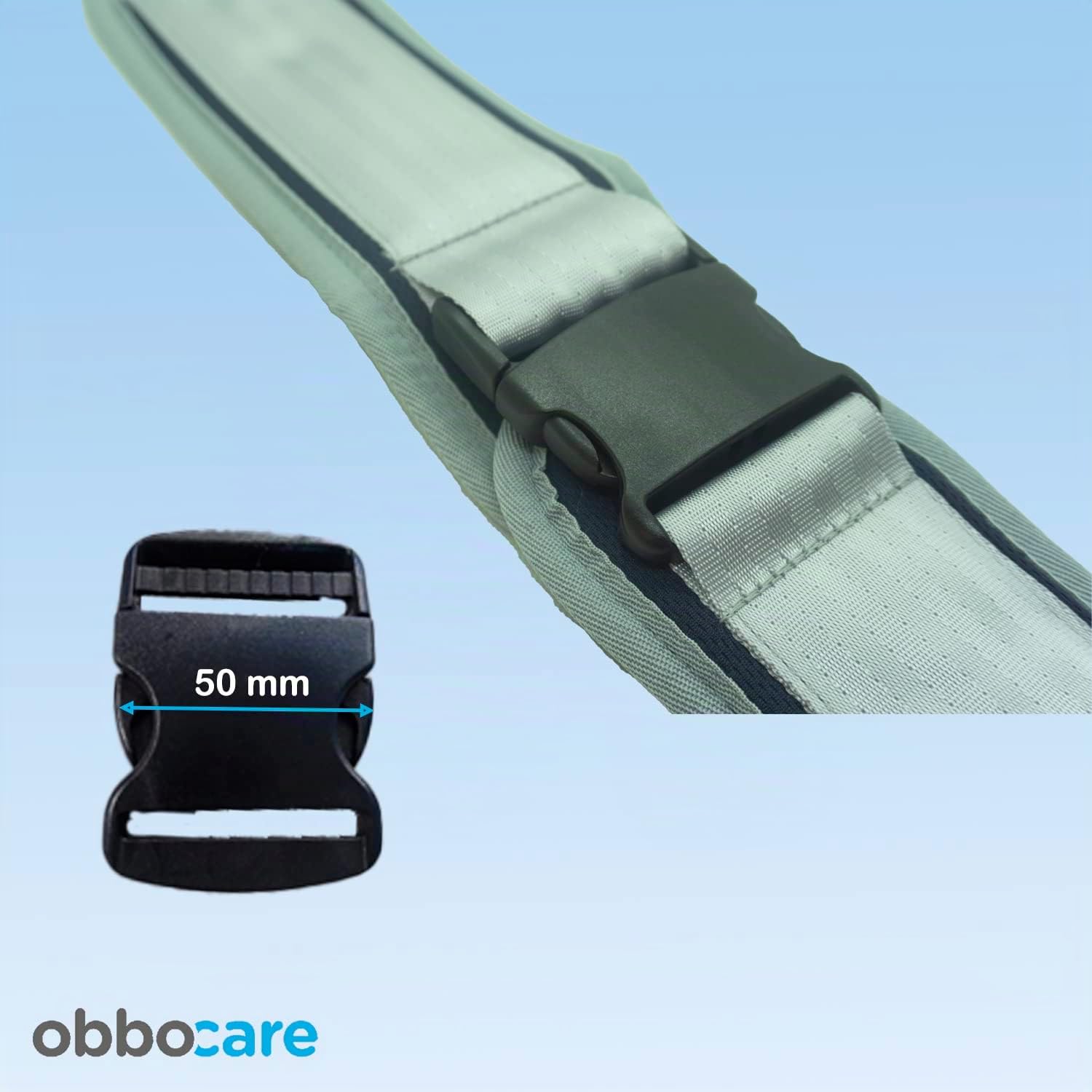 Obbocare - Cinturón Pélvico De Sujeción Para Silla De Ruedas Con Regulación Frontal Con Hebillas. Cinturón De Tejido Laminado De Alta Transpiración. Talla Única